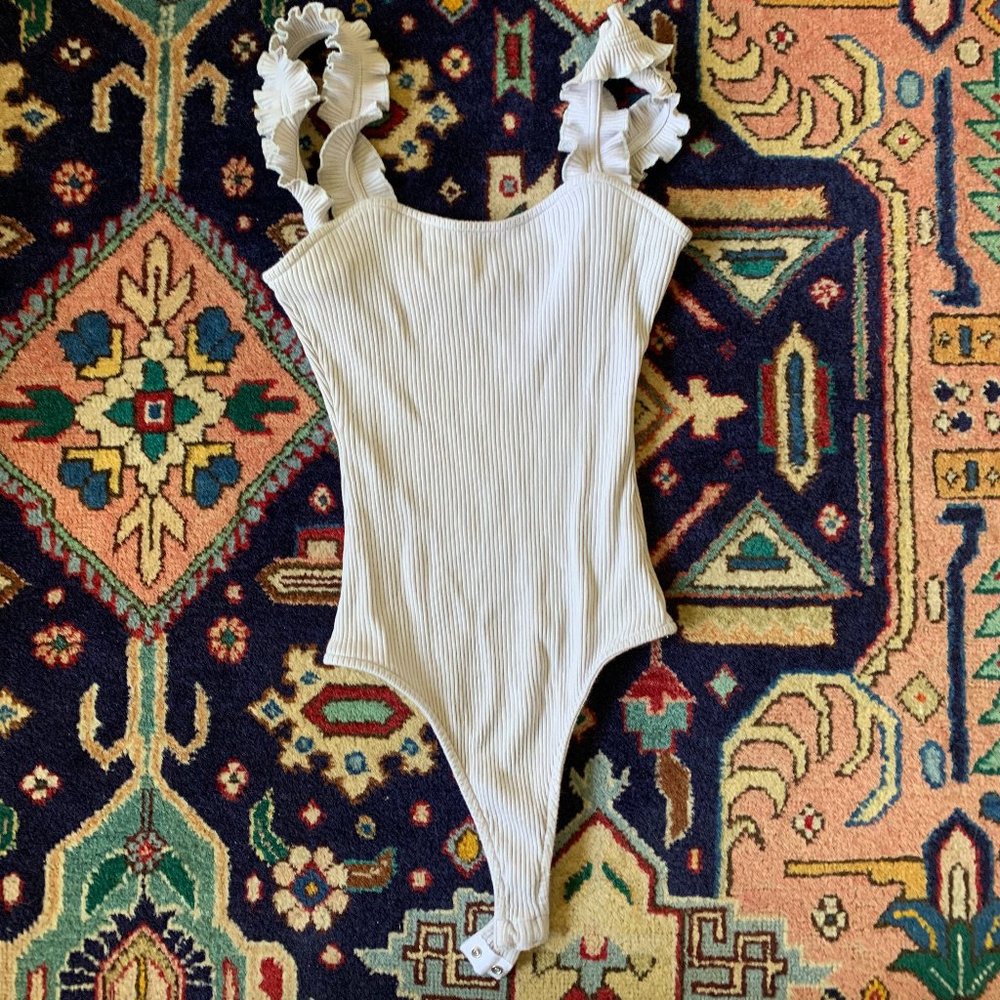 Gray Ruffled Bodysuit